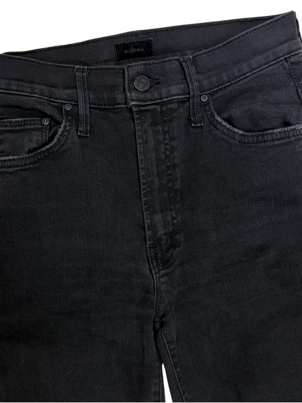 Mother Jeans Women 27 Black Insider Crop Step Fray No Guilty Stretch Denim Flare